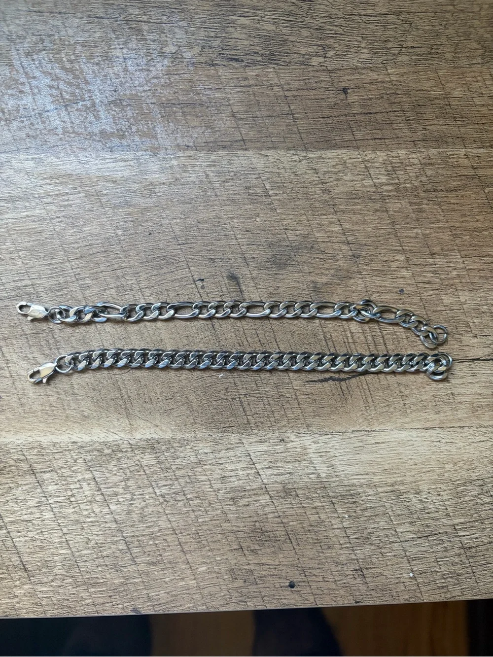 2 Sterling Silver Cuban Link Bracelets - Chunky Silver Chain